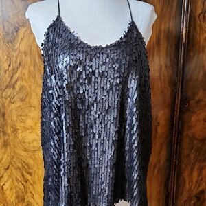 Elegant Black Sequin Camisole Top